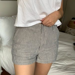 a&f • pinstripe linen shorts